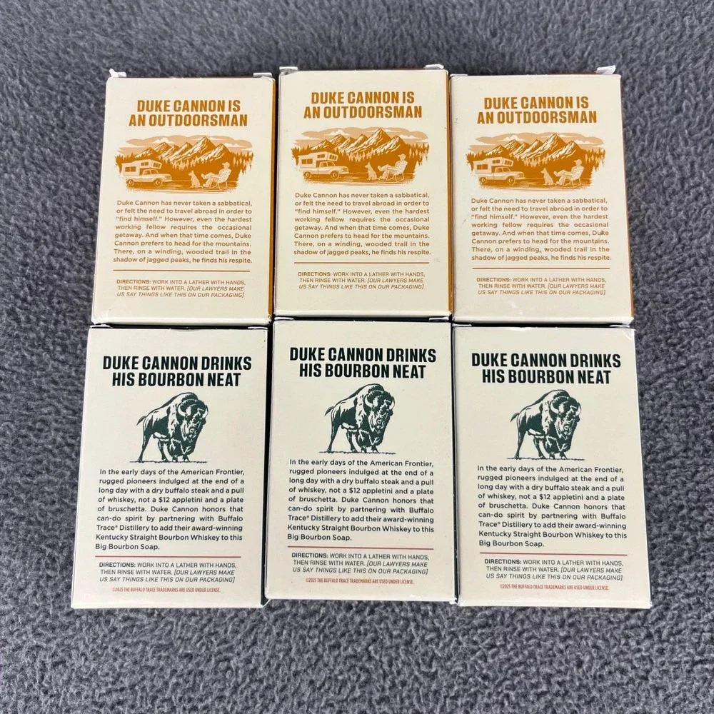 6x Duke Cannon Brick of Soap Men 4.5 oz Buffalo Trace Sawtooth Bourbon Cedarwood